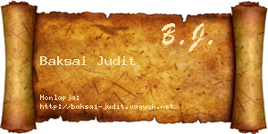 Baksai Judit névjegykártya